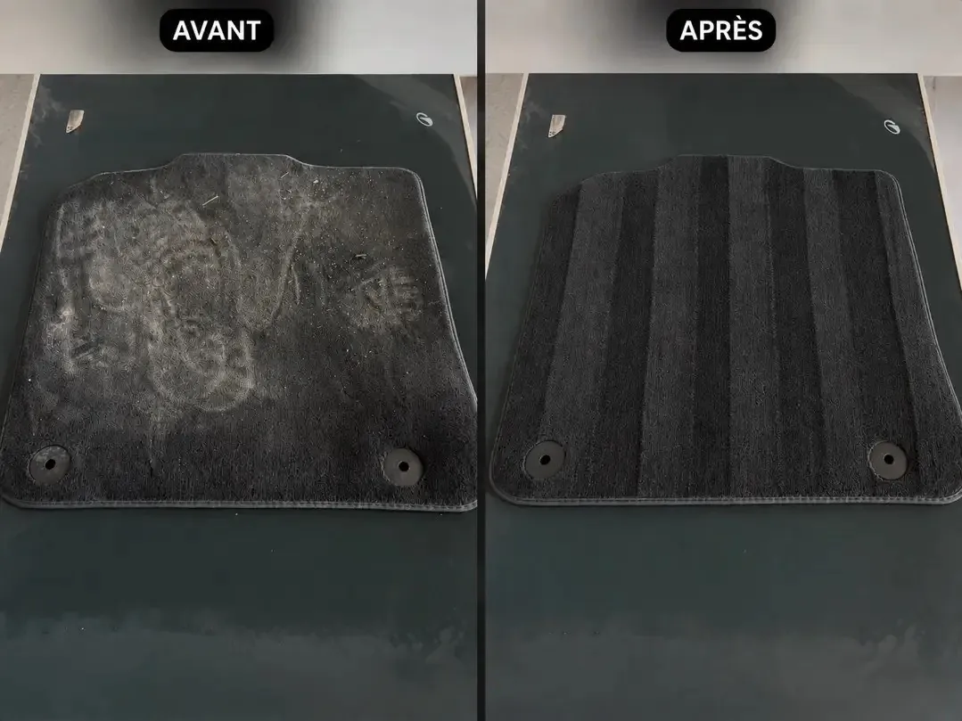 Tapis de voiture avant et après rénovation par FreshUp